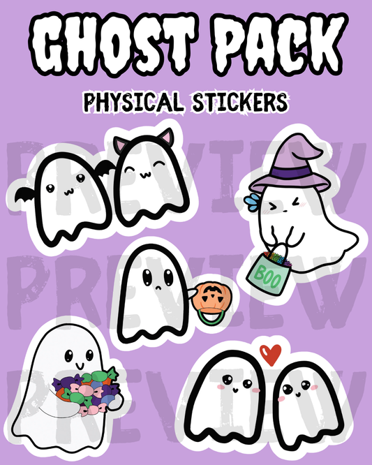 Halloween Ghost Stickers - 5 Pack (Sticker Sheet)