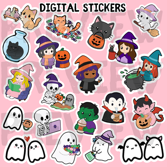 All Halloween Stickers- 20 pack (Digital Download)